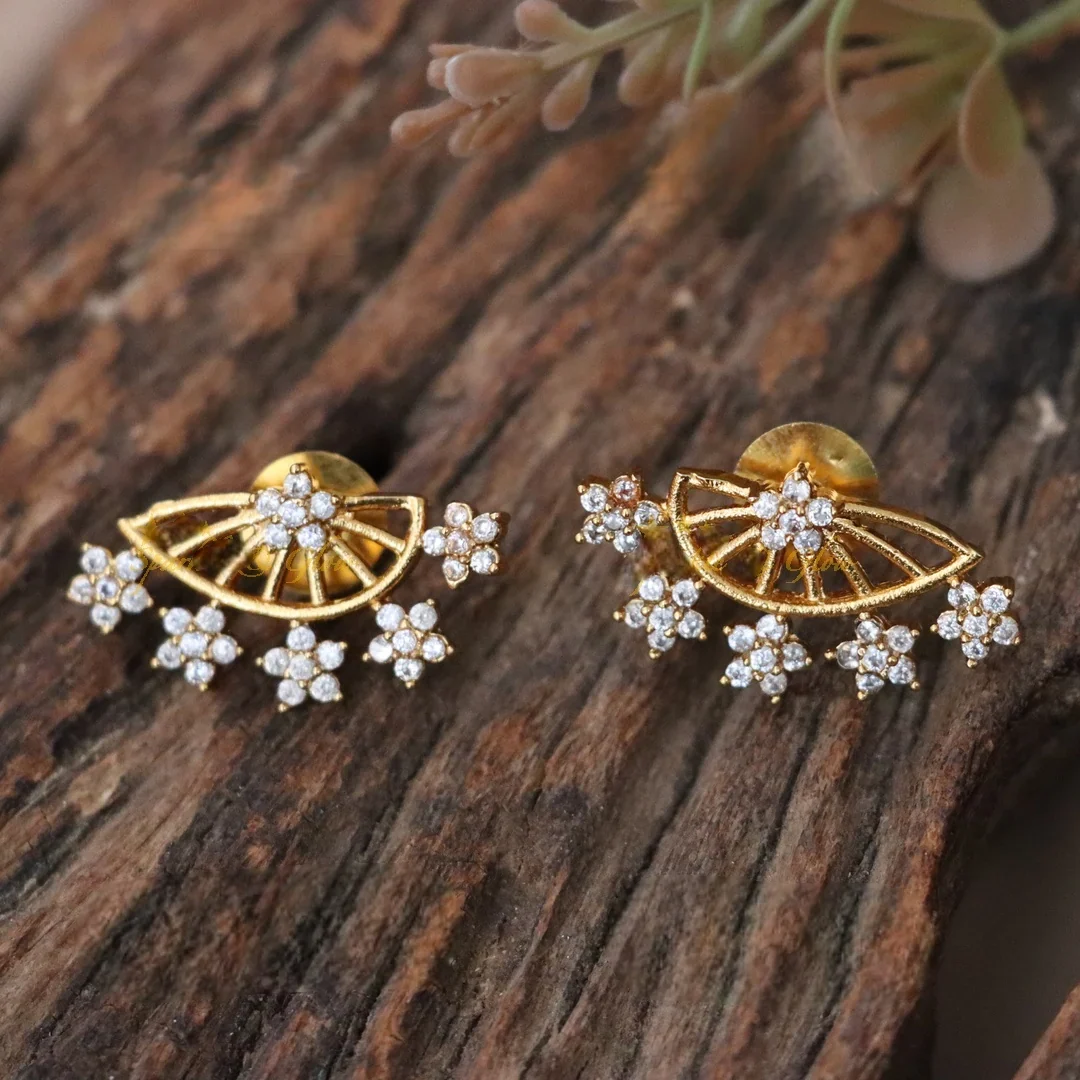 Exquisite Gold Plated Stone Floral Earrings